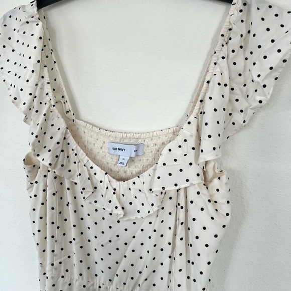 Old Navy XL Cream with Black Polka Dots Flutter Sleeve Dress - Picture 5 of 8